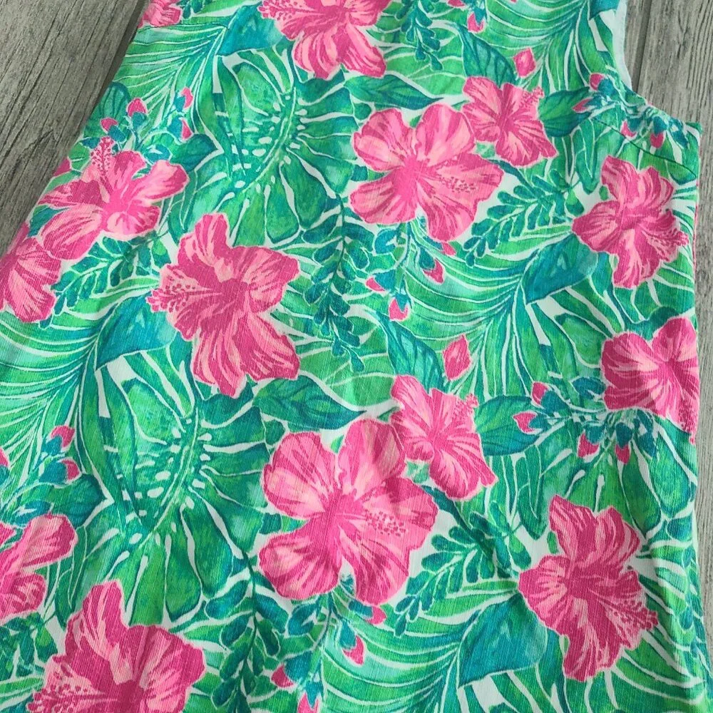 Tommy Bahama girls sleeveless green and pink tropical floral print dress size 8
